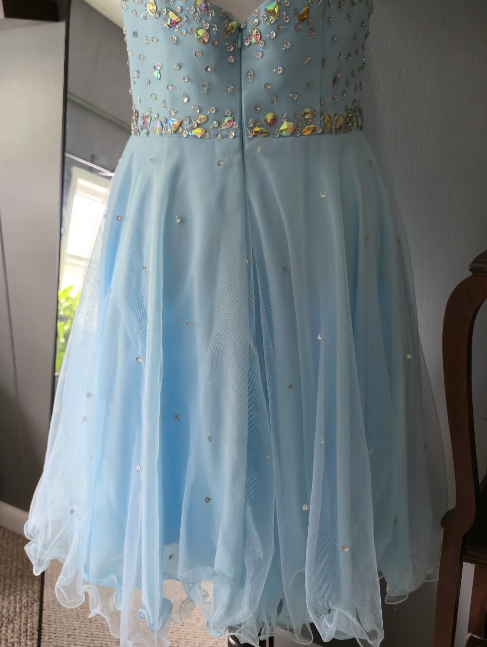Light Blue Beaded Tulle Homecoming/Prom Dress - Picture 2 of 7